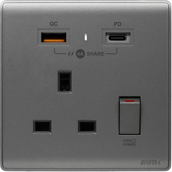 M2K PD105AP4-G  4A 單位 PD/QC USB 電掣插座 (灰色)